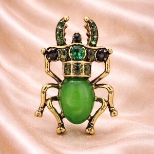 Vintage Green Beetle Brooch